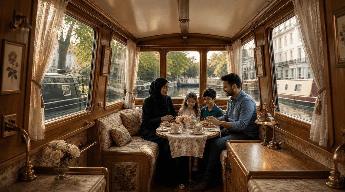 Canal Day Cruise — tea in the cabin at Little Venice